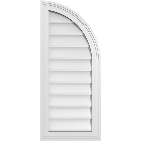 Ekena Millwork Quarter Round Top Right Surface Mount PVC Gable Vent w/ 2"W x 1-1/2"P Brickmould Frame, 14"W x 32"H GVPQR14X3202SN
